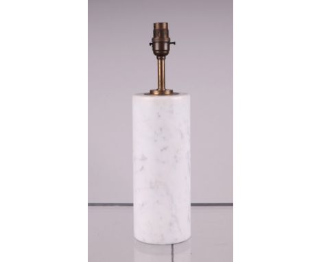 A figured white marble table lamp of cylindrical form, 25cms high excluding fittings.Condition ReportIn generally good condit