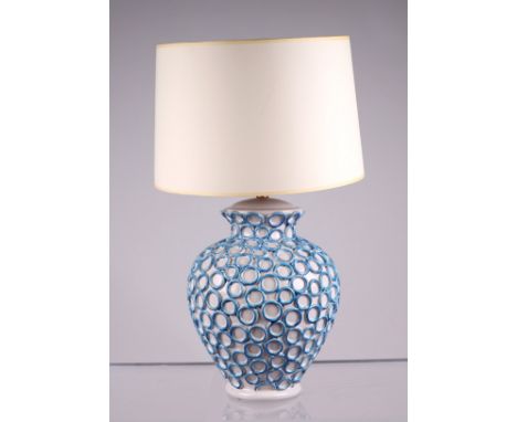 A modern design ceramic table lamp, 36cms high excluding fittings.Condition ReportGood overall condition and lampshade clean