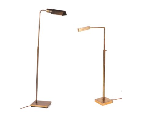 A patinated brass reading lamp, 121cms high; together with a similar smaller (2).Condition Reportthe smaller lamp has some da
