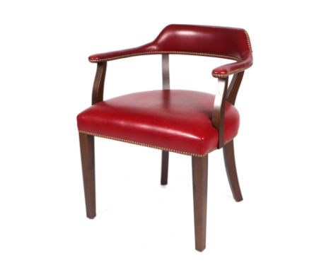 A Rupert Bevan Croft desk chair in oxblood leather.Condition ReportThe red leather on the seat pad has a couple of light scra