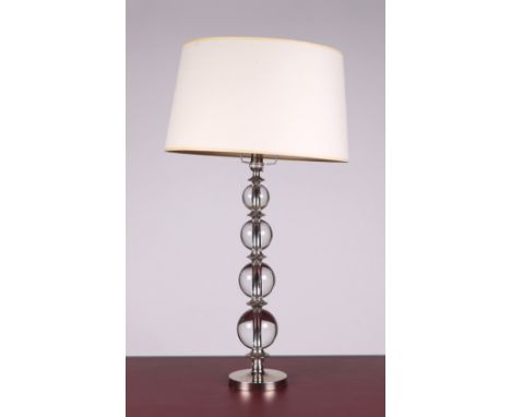 A Lausanne glass sphere and nickel table lamp, 49cms high excluding fittings.Condition ReportGood overall condition, the poli