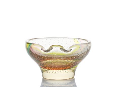 ASHTRAY FROM THE RAINBOW COLLECTION | Harrachov (Czech / Bohemian 1960s) | 1960s | densely shaped glass with controlled bubbl