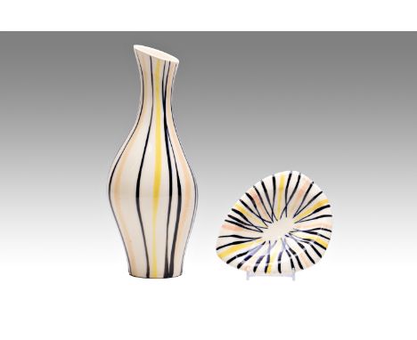 VASE AND BOWL "PYZAMO" | Ditmar-Urbach, Znojmo (Czech / Bohemian 1959) | 1959 | glazed and painted ceramics, designed by Jarm