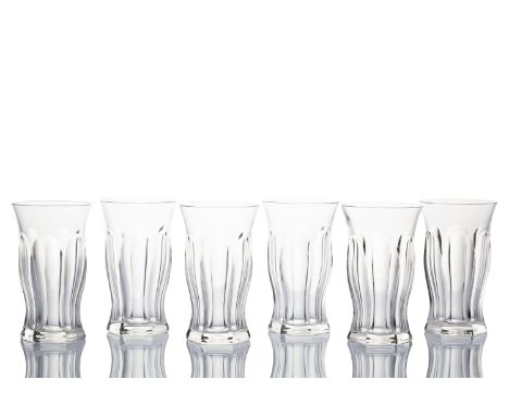 6 "POPE" WATER GLASSES | Moser, Karlovy Vary, Carlsbad (Czech / Bohemian) | clear glass, ground. | 14.5 cm | Bidders are aske