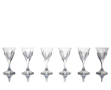 6 GLASSES FOR PORT WINE "ADELE MELIKOFF" | Moser, Karlovy Vary, Carlsbad (Czech / Bohemian) | lead glass, crystal, cut. Desig