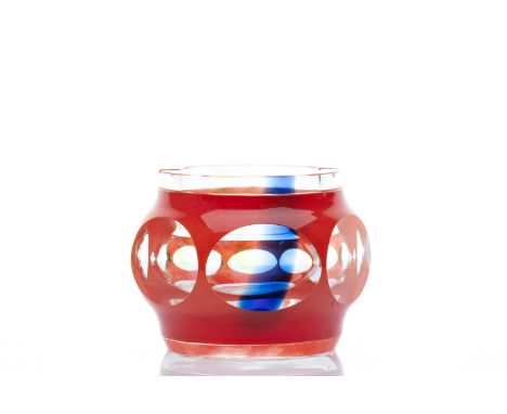 ASHTRAY | Moser, Karlovy Vary, Carlsbad (Czech / Bohemian 1973) | 1973 | production number 2288, crystal with blue and green 