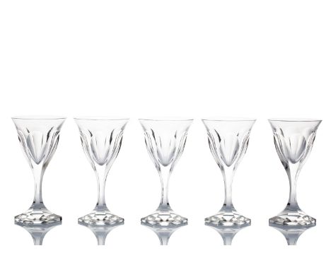 5 GLASSES FOR WHITE WINE "ADELE MELIKOFF" | Moser, Karlovy Vary, Carlsbad (Czech / Bohemian) | lead glass, crystal, cut. Desi