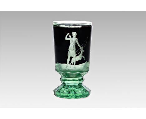 A CUP WITH A DIANA MOTIF | Bohemia (1st quarter of the 20th century) | 1st quarter of the 20th century | greenish glass, ruby