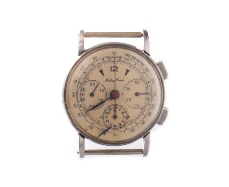 GENTLEMAN'S MATHEY TISSOT CHRONOMETER STAINLESS STEEL MANUAL WIND WRIST WATCH, the round dial with Arabic 12 and two wedge ho