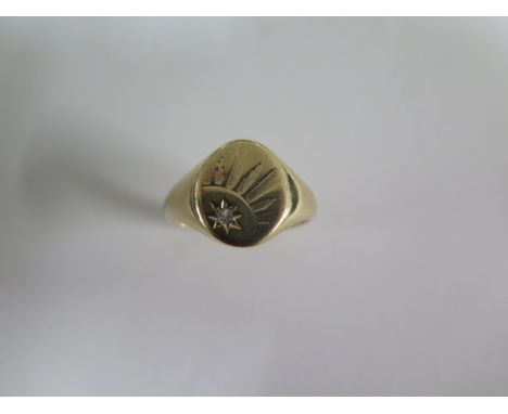 A hallmarked 9ct yellow gold signet ring, size R/S, approx 5.4 grams 