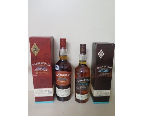 A 1 litre bottle of Tamnavulin Speyside single malt Scotch whisky sherry cask edition, and a 70cl bottle of Tamnavulin double