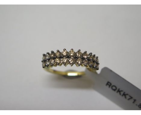 An 18ct yellow gold 22 stone two row Australian diamond ring, 1ct, size P/Q, approx 3 grams, in unworn condition with certifi