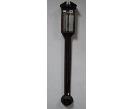 A XX Century Reproduction Mahogany Stick Barometer, in the George III style, with boxwood stringing, labelled Comitti and Son