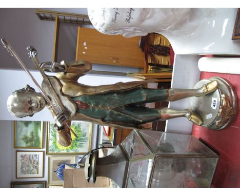 L. Gurroiney(?) Painted Metal Figure of a Regency Violinist, circa 1970's, 59cm high. 