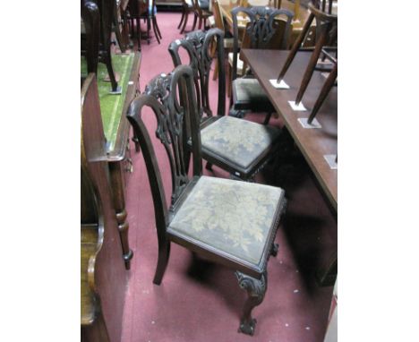 A Set of Six Mahogany Chippendale Style Dining Chairs, circa 1920's on cabriole legs and ball and claw feet.
