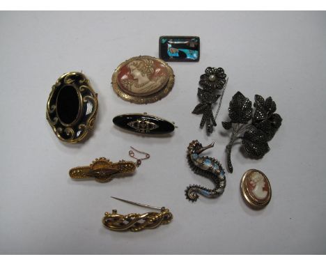 A XIX Century Hairwork Mourning Brooch, initialled, together with an oval mourning brooch "Ann Ward Obt 22nd July 1854 Oet 73