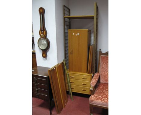 A Circa 1970's Teak Bookcase/Storage Unit, with gold painted metal ladder uprights and bar connectors. 
