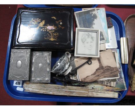 Postcards, XIX Century Fan decorated with floral decoration, jewellery box, etc Jas Hincks & Son Ltd, New York possible oil l