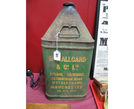 Allcard & Co. of Manchester Motor and Tractor Oil Tin Vessel, 50cm high. 