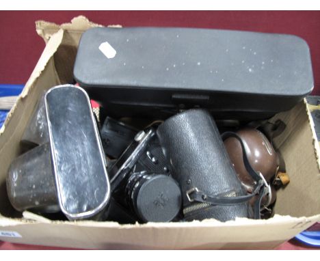 Zenit E, Voigtlander and Kershaw Cameras, Soliger 1:3.S F=135mm lens etc:- Box