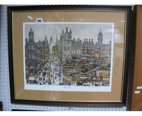 A George Cunningham (Sheffield Artist) 'Rag N Tag' Limited Edition Coloured Print, 474 of 500, 30 x 42cm, graphite signed to 