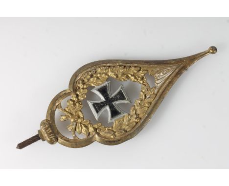 Imperial German WWI era flagpole finial 'Fahnenspitze' 24cm tall. Small white writing refers to the reference number attribut