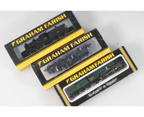N gauge model railways, Grafar Graham Farish by Bachmann three tender locomotives to include 372626 2-6-0 Ivatt Class 46440 B