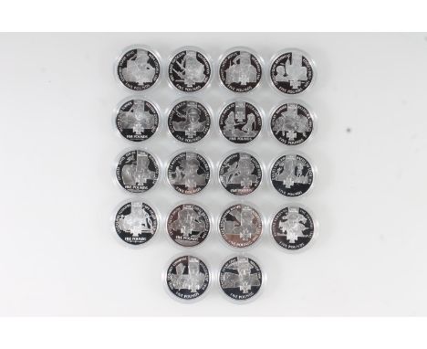 Westminster Mint 'Victoria Cross Winners' eighteen silver proof five pound £5 coins 2006 comprising ALDERNEY Charles Davis Lu