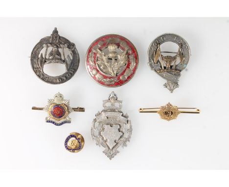 9ct gold Royal Army Service Corps bar brooch, 5.1g, a Royal Army Service Corps sweetheart bar brooch, an enamel and white met