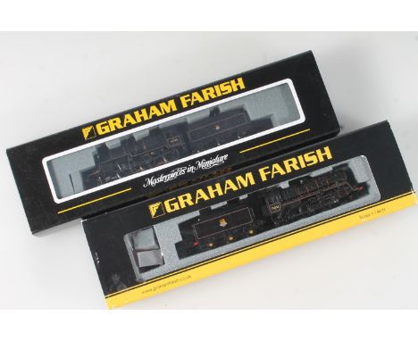 N gauge model railways, Grafar Graham Farish by Bachmann two tender locomotives to include 372650 2-6-0 Class 4MT 76053 BR bl