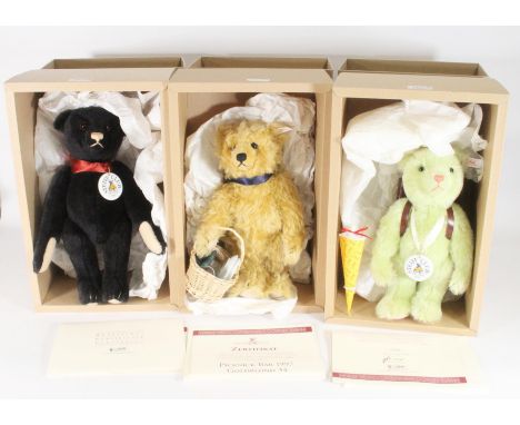 Steiff three Steiff Club Edition bears to include 1997/98 420108 Picnic Bear 1997 with certificate of authenticity number 006