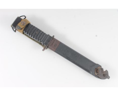 German KCB77M1 type knife bayonet with saw back and wire cutter, blade length 17.5cm, bayonet lenght 30.5cm, with scabbard ha