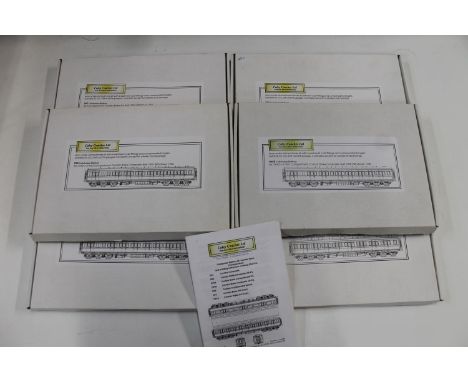 Caley Coaches Ltd, six 4mm scale model coach kits to include D94 Caledonian Railway First and 5 Third Compartment Corridor Co