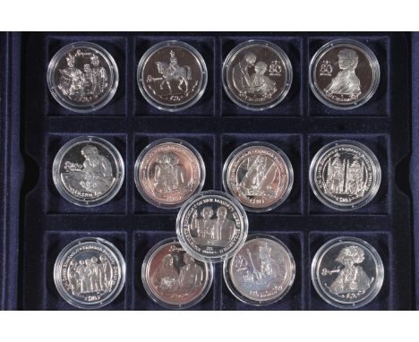 The Royal Mint Queen Elizabeth II (1952-2022) Eightieth Birthday Silver Proof Collection, comprising thirteen silver proof 20