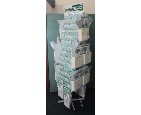 Evergreen Scale Models Plastics shop display stand containing around 300 units of sheet styrene, strip styrene and polystyren