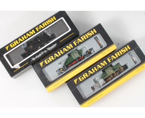 N gauge model railways, Grafar Graham Farish by Bachmann three locomotives to include 372951 Class 14 diesel D9523 BR green, 