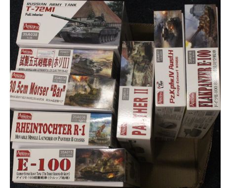 Amusing Hobby of Japan, 1:35 scale tank model kits to include 35A014 30.5cm Morser Bar German Heany Self-Propelled Mortar, 35