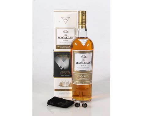 THE MACALLAN Gold Highland single malt Scotch whisky 70cl 40% abv. gift set with pair of cufflinks, boxed.