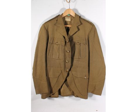 British Army uniform, six khaki green jackets to include: Jacket with William Anderson & Sons Ltd penned 'Capt J R Scott Nobl