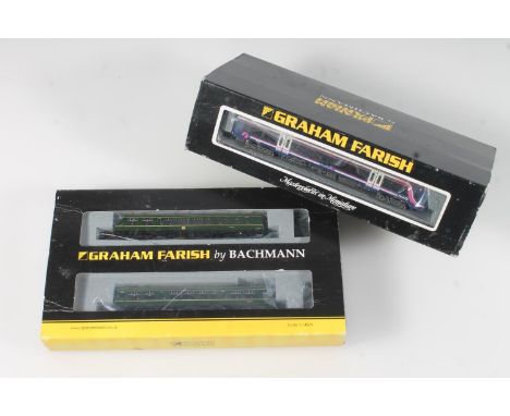 N gauge model railways, Grafar Graham Farish by Bachmann, 371428 170/4 3 Car DMU Scotrail First Group, and 371875A 108 DMU BR