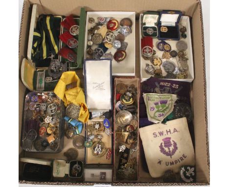 Large collection of Boy Scouts, Girl Guides and other related badges to include silver plume badges, silver fob [SMC Cambrian