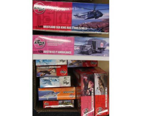 Airfix model kits to include A11006 1:48 scale Westland Sea King helicopter, A1375 1:35 scale Austin K2/Y Ambulance, A02058 1