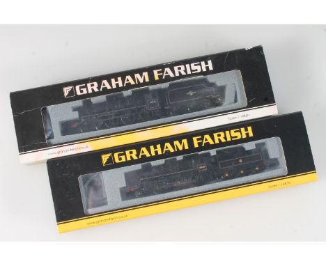 N gauge model railways, Grafar Graham Farish by Bachmann two tender locomotives to include 372137 4-6-0 45110 BR black, and 3