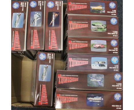 AIP Adventures in Plastic Thunderbirds model kits including AiP10001 1:144 scale Thunderbird 1, AiP10002 1:350 Thunderbird 2 