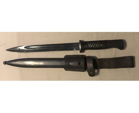 German WWII era S84/98 knife bayonet, the blade marked '42ddl 6103 f', blade length 25cm, bayonet length 38cm with steel scab