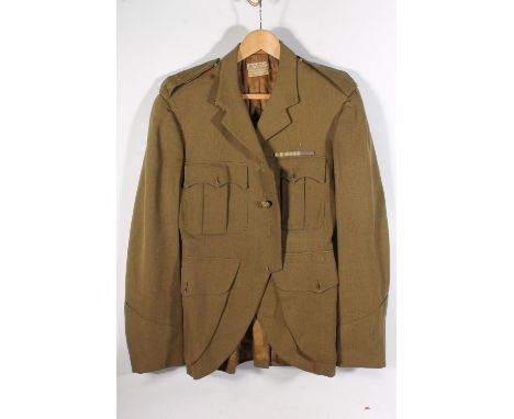 British Army uniform, five khaki green jackets to include: Jacket with William Anderson & Sons Ltd label penned 'W S Scott G1