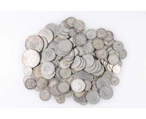 UNITED KINGDOM 500 grade silver coins from circulation to include two 1935 "rocking horse" crowns, six half crowns, 28 florin