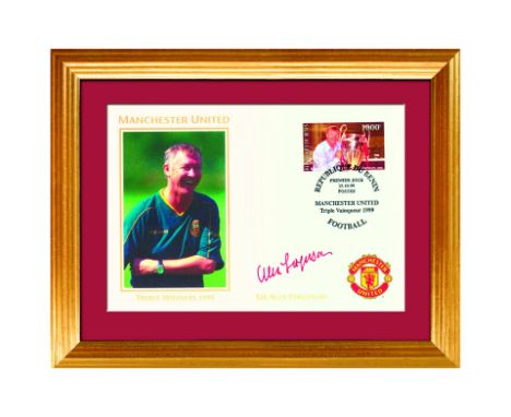 Machester United - Alex Ferguson Cover -  Framed: Framed first day cover celebrating Manchester United's treble of wins. The 