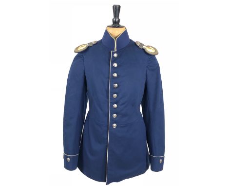 Imperial German Prussian Officer's Dress Tunic.  A good quality tailored Leutnant's example of dark blue cloth with white pip