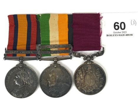 Boer War Royal Engineers unusual rank group of three medals.  Awarded to Superintendent Clark Ernest James Hart. Queen's Sout